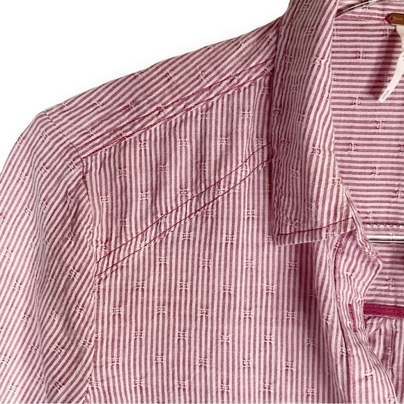 Free People No Limits Shirt Sz XS Button Down Oversized Tunic Striped Red - Picture 7 of 12